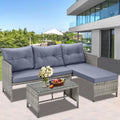4 Piece PE Rattan Patio Sofa Set with Glass Table Z523039