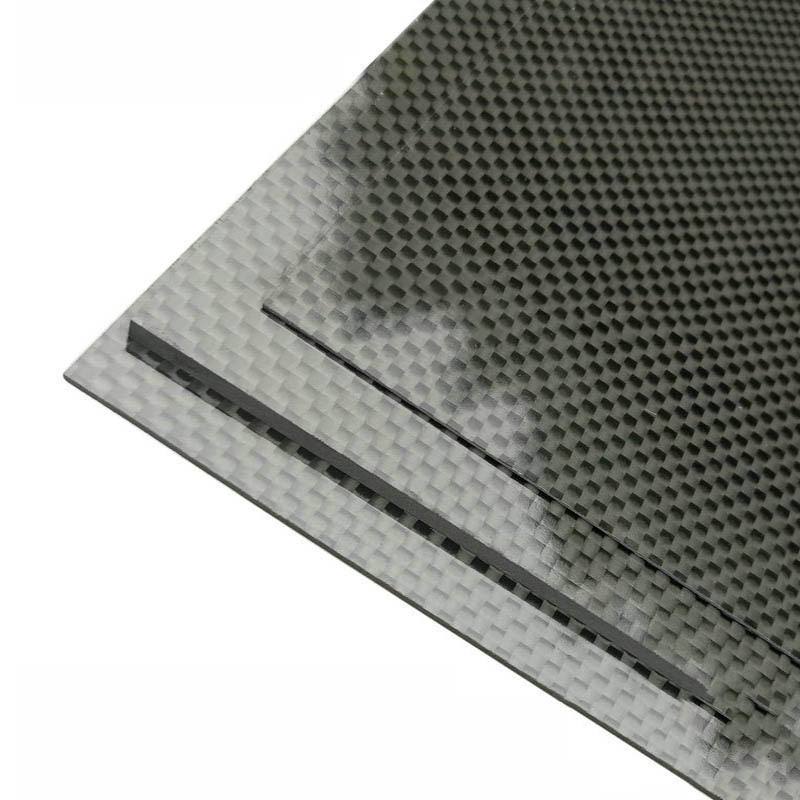 3K Black Plain Weave Carbon Fiber Plate Sheet Glossy Panel T849422
