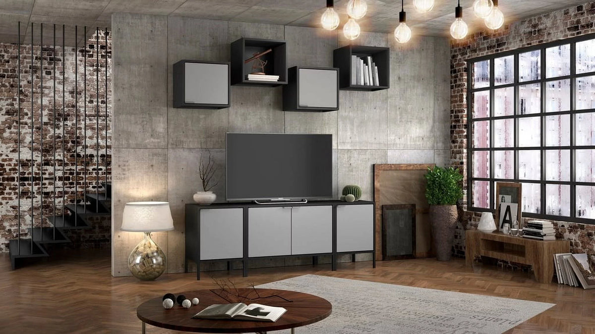 Black and Grey TV Stand Cabinet B122346