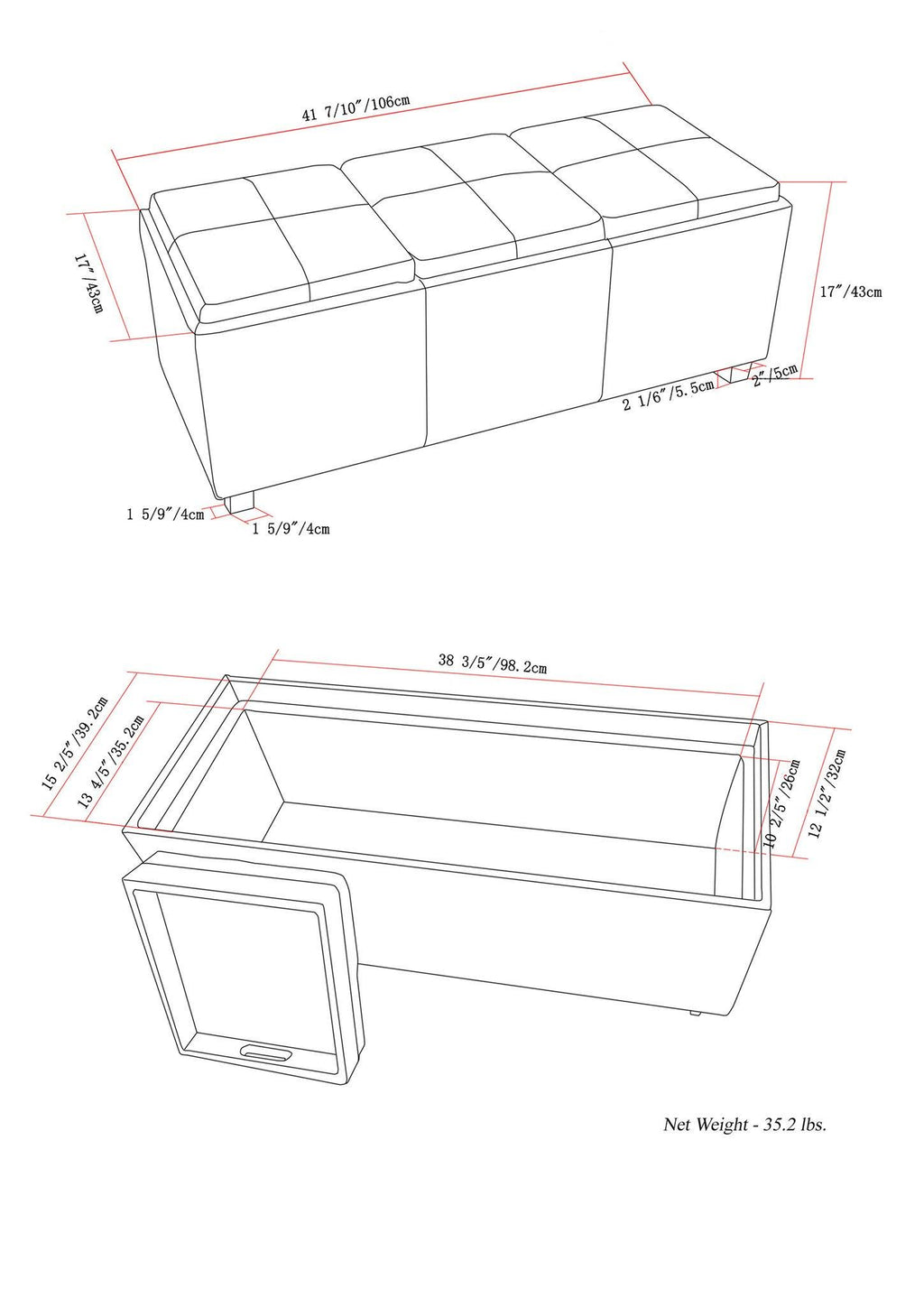 Brown Storage Ottoman U95593