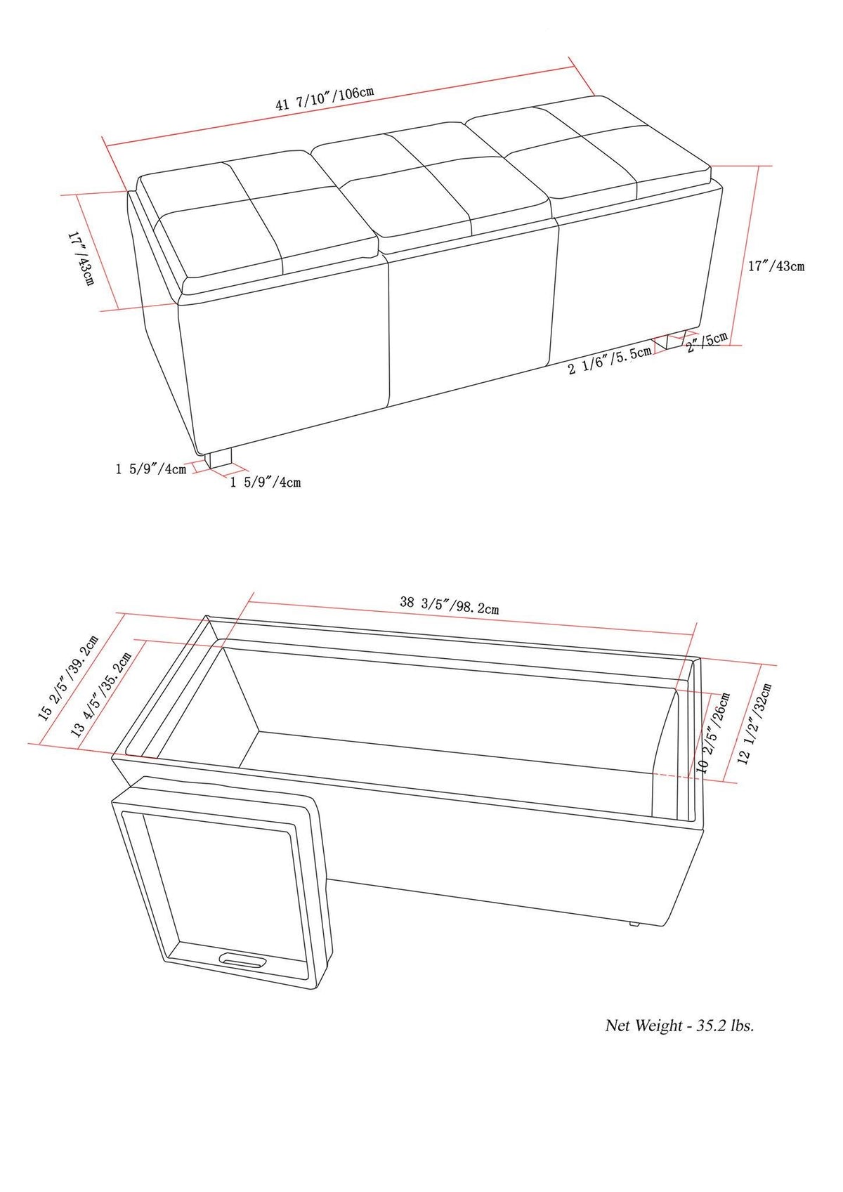 Brown Storage Ottoman U95593