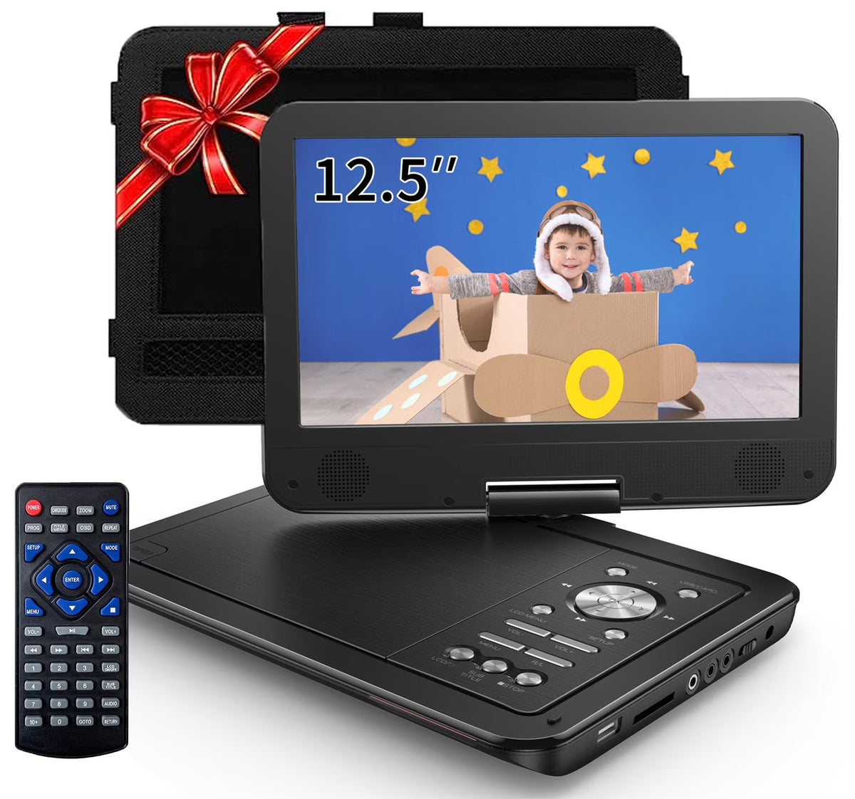 12.5" Portable DVD Player with 10.5" HD Swivel Screen, Black S590