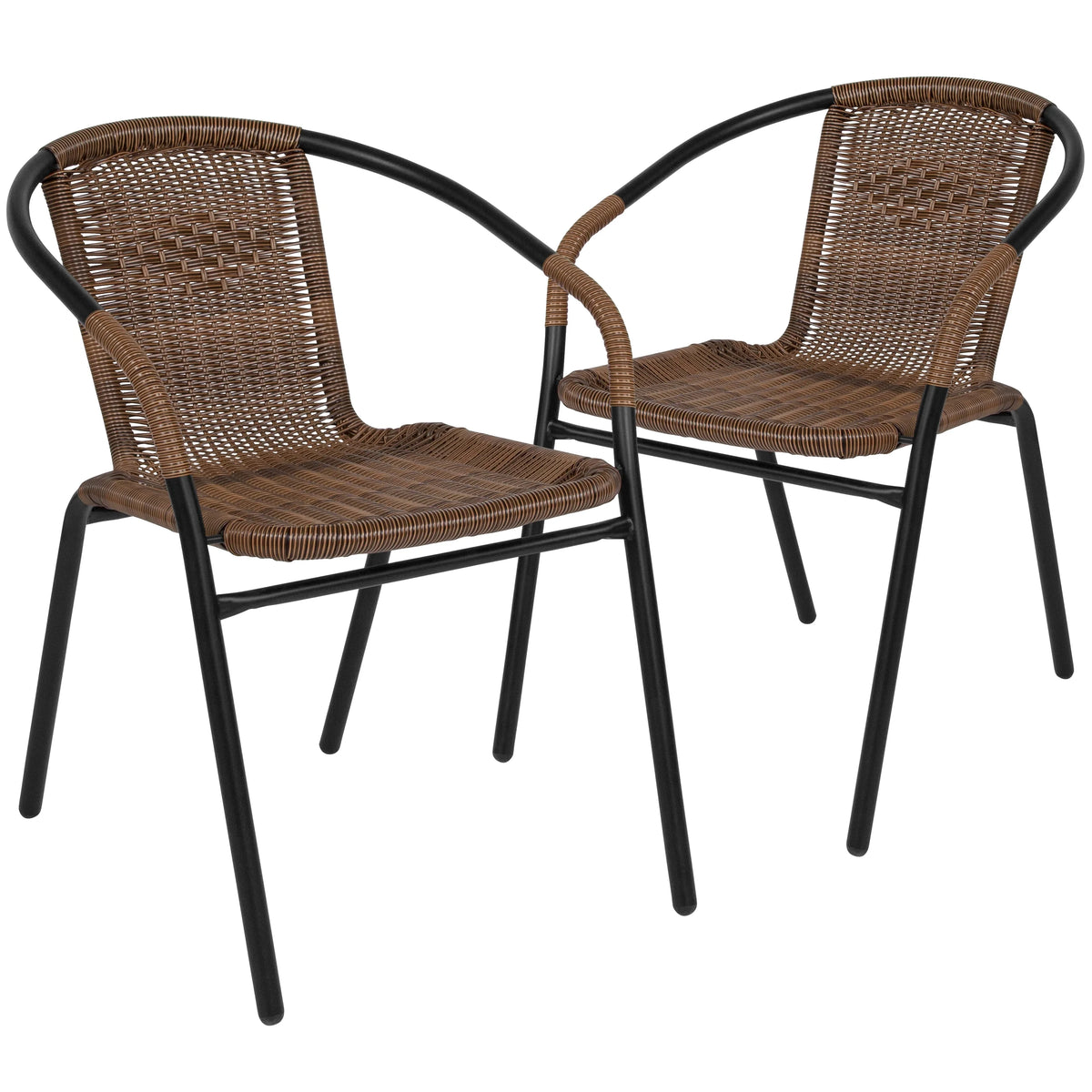 2 Pack Medium Brown Rattan Stack Chair U922