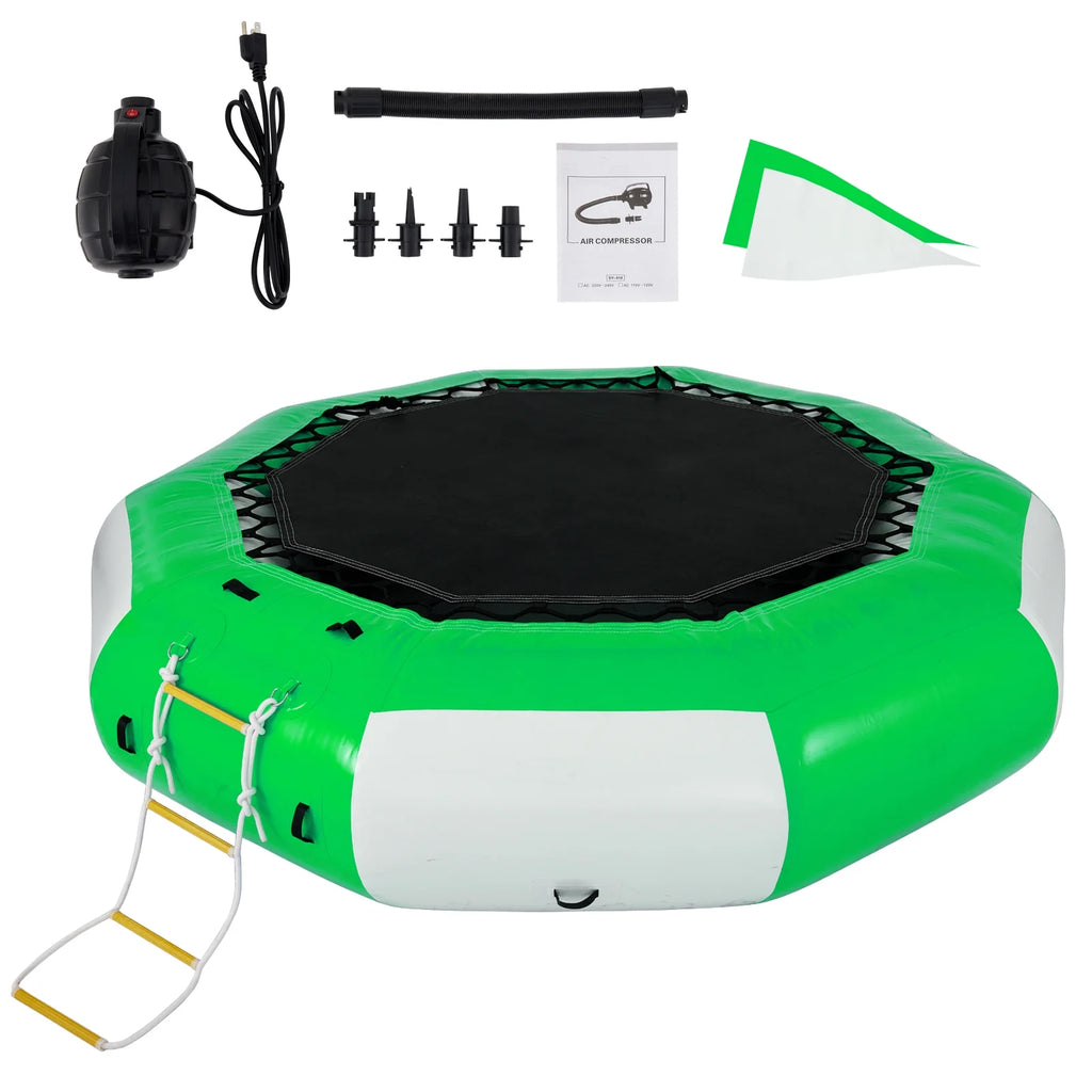 Inflatable Water Trampoline 10ft with 4-Step Ladder in Green and White W485