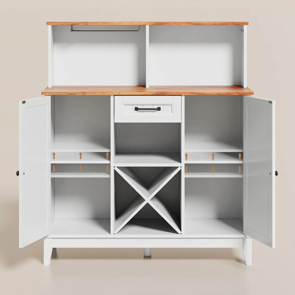 Farmhouse Bar Cabinet with Wine Rack and Goblet Holder O216