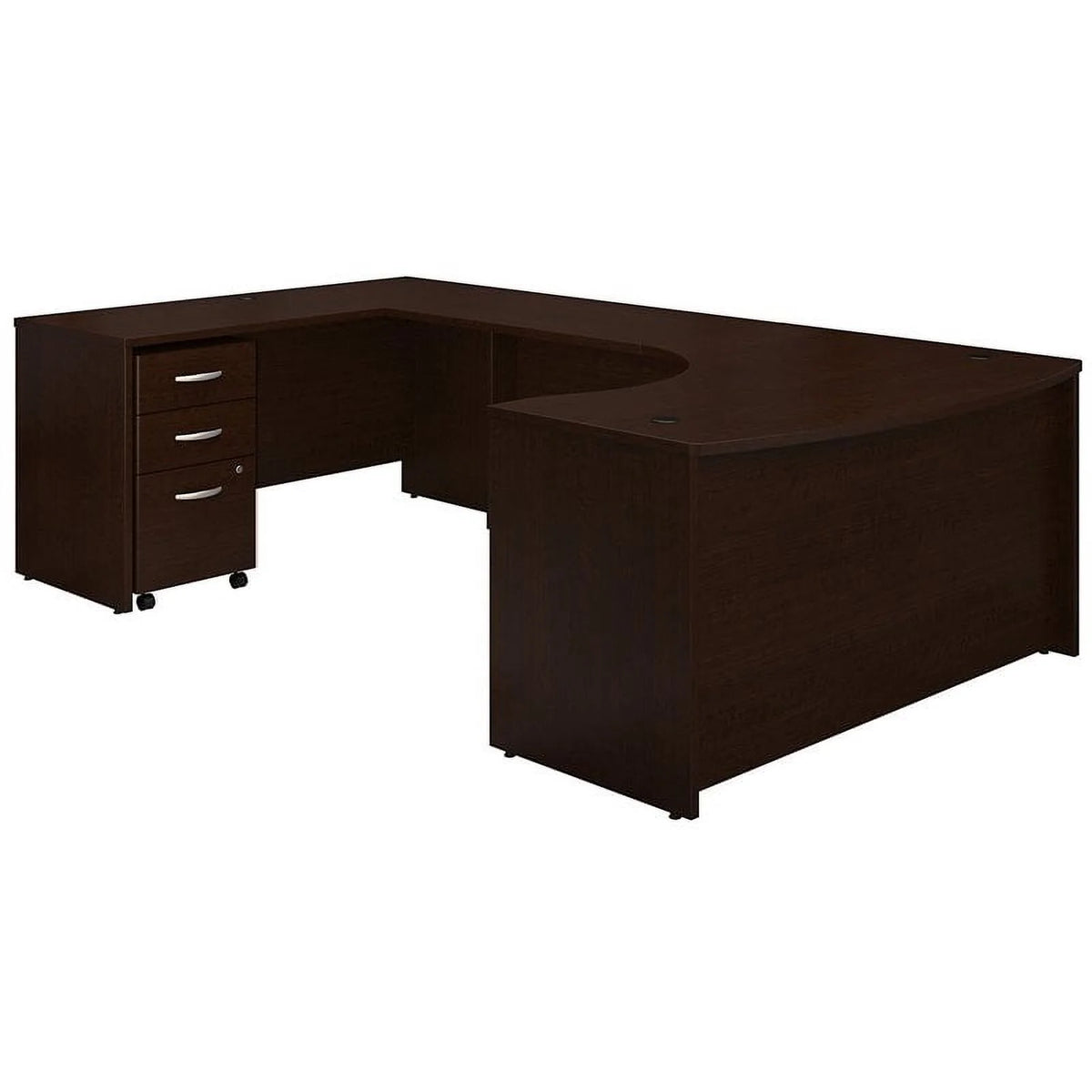 Left Hand U-Shaped Desk with Mobile File Cabinet in Mocha Cherry Z68498