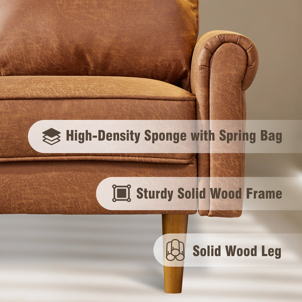 81.50" Wide L-Shaped Suede Fabric Light Brown Sectional Sofa H99029