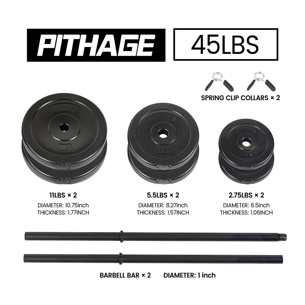 45 lbs Adjustable Barbell Weight Set D382