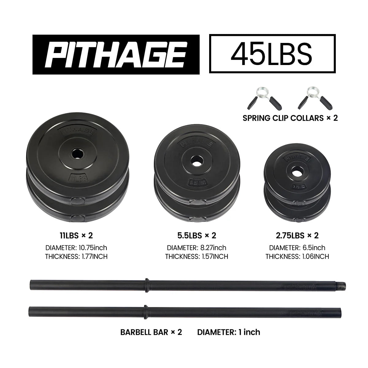 45 lbs Adjustable Barbell Weight Set D382
