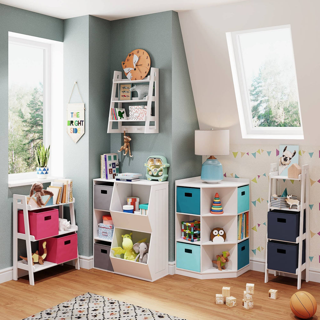 White 3-Cubby 2-Veggie Bin Floor Cabinet E6433