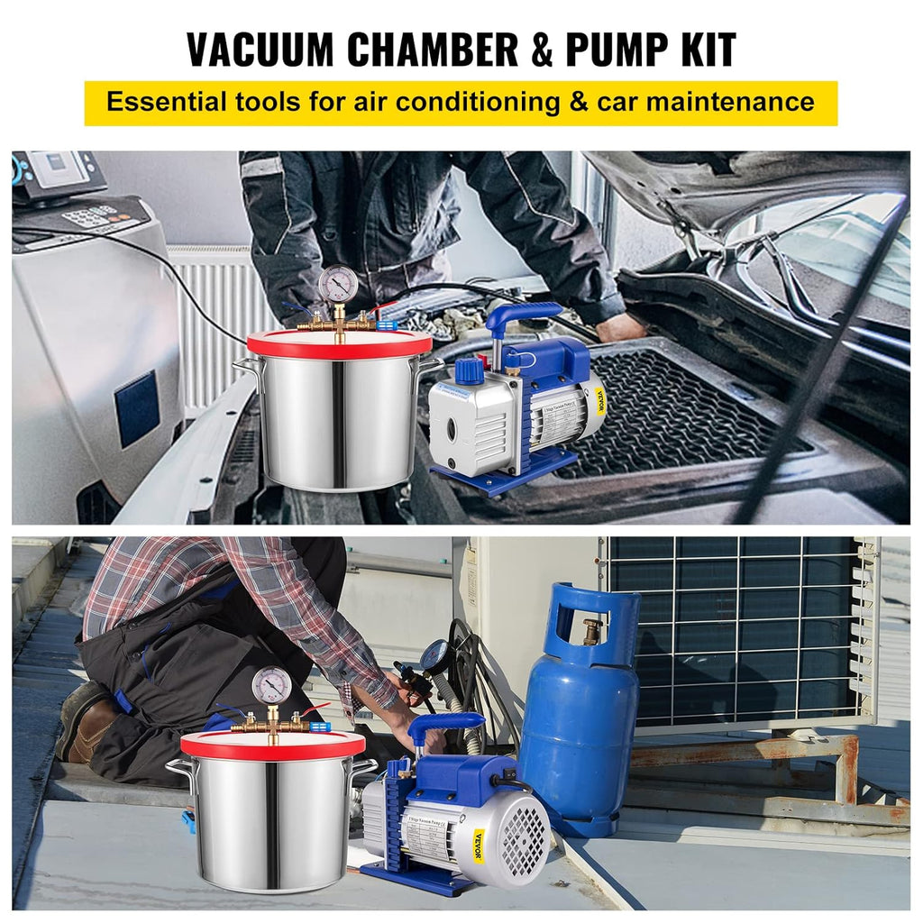 Vacuum Chamber Kit with Pump, 4CFM 1/3HP, 2 Gallon E587723