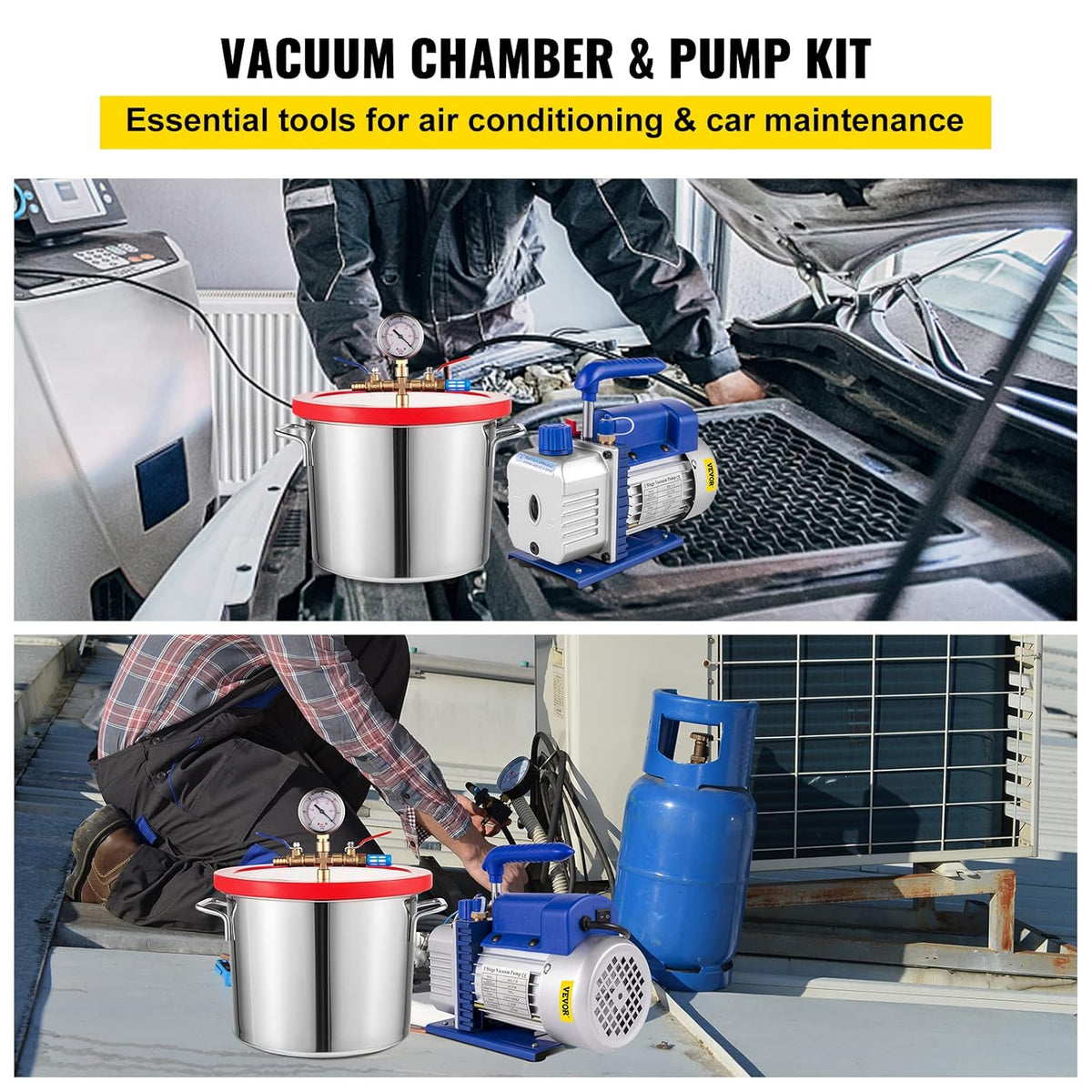 Vacuum Chamber Kit with Pump, 4CFM 1/3HP, 2 Gallon E587723