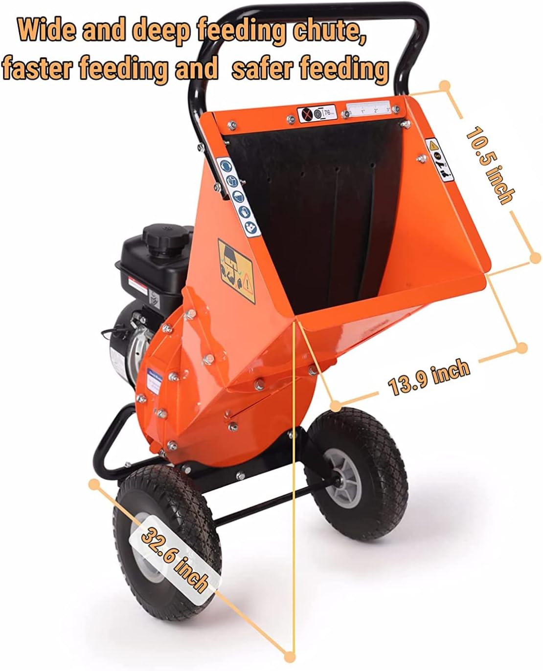 Mini Wood Chipper Shredder Mulcher, 7 HP 212cc Gasoline Engine, 3" Max Wood Diameter X235417